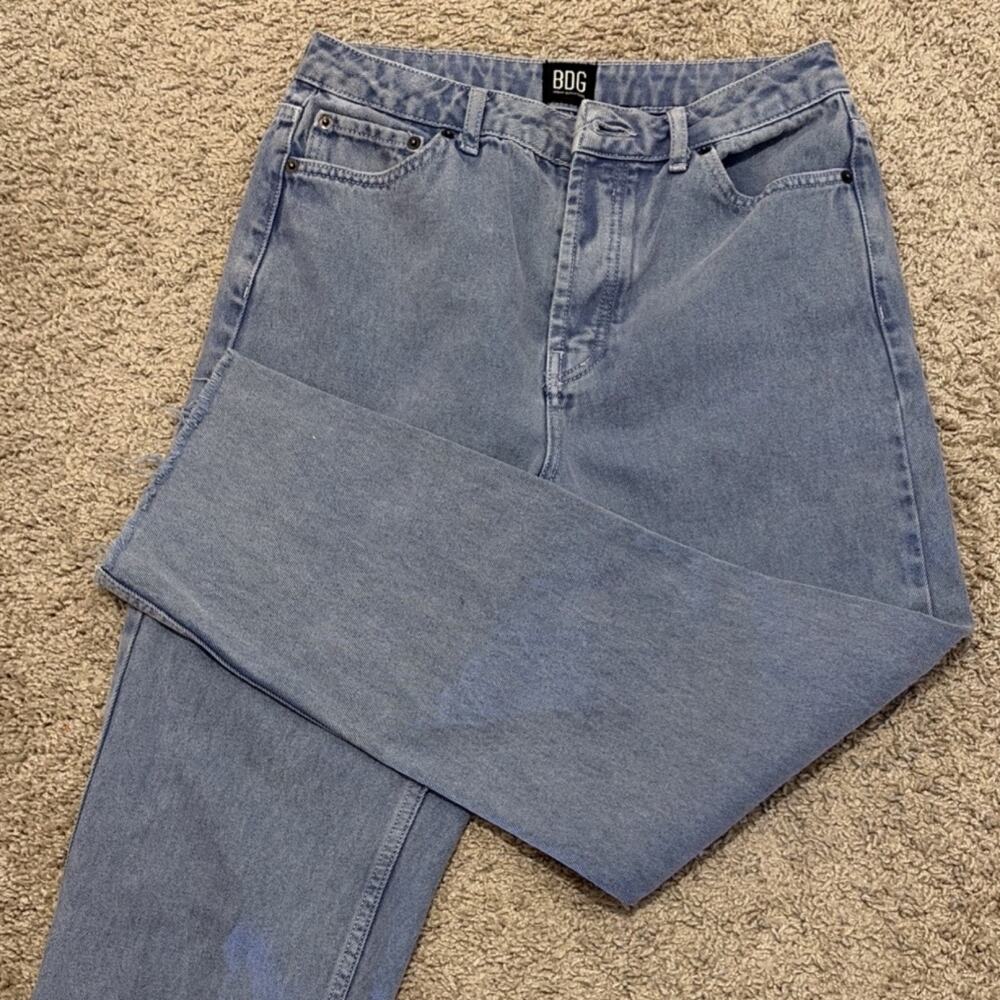 Women's Slim Straight Jeans Light Blue Denim Button 5-Pocket Solid